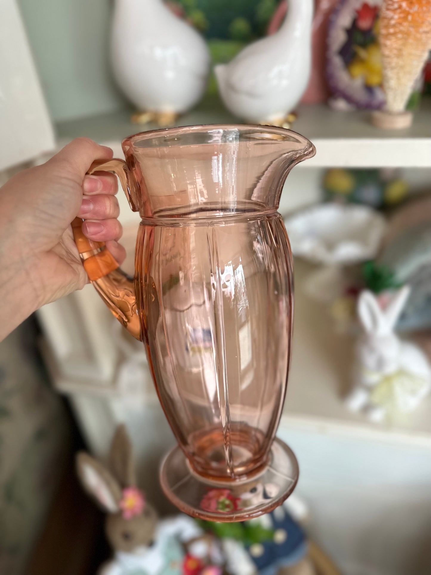 Pink depression glass pitcher/ vase