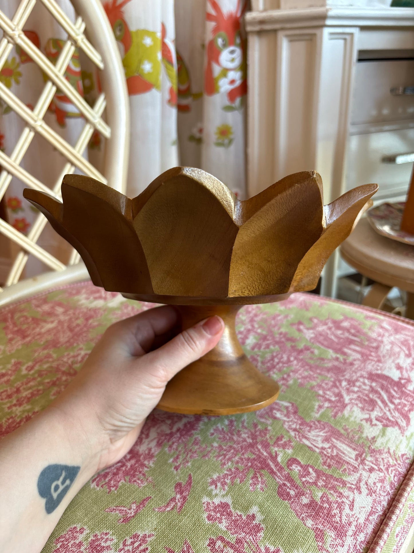 Handmade wooden fruit bowl