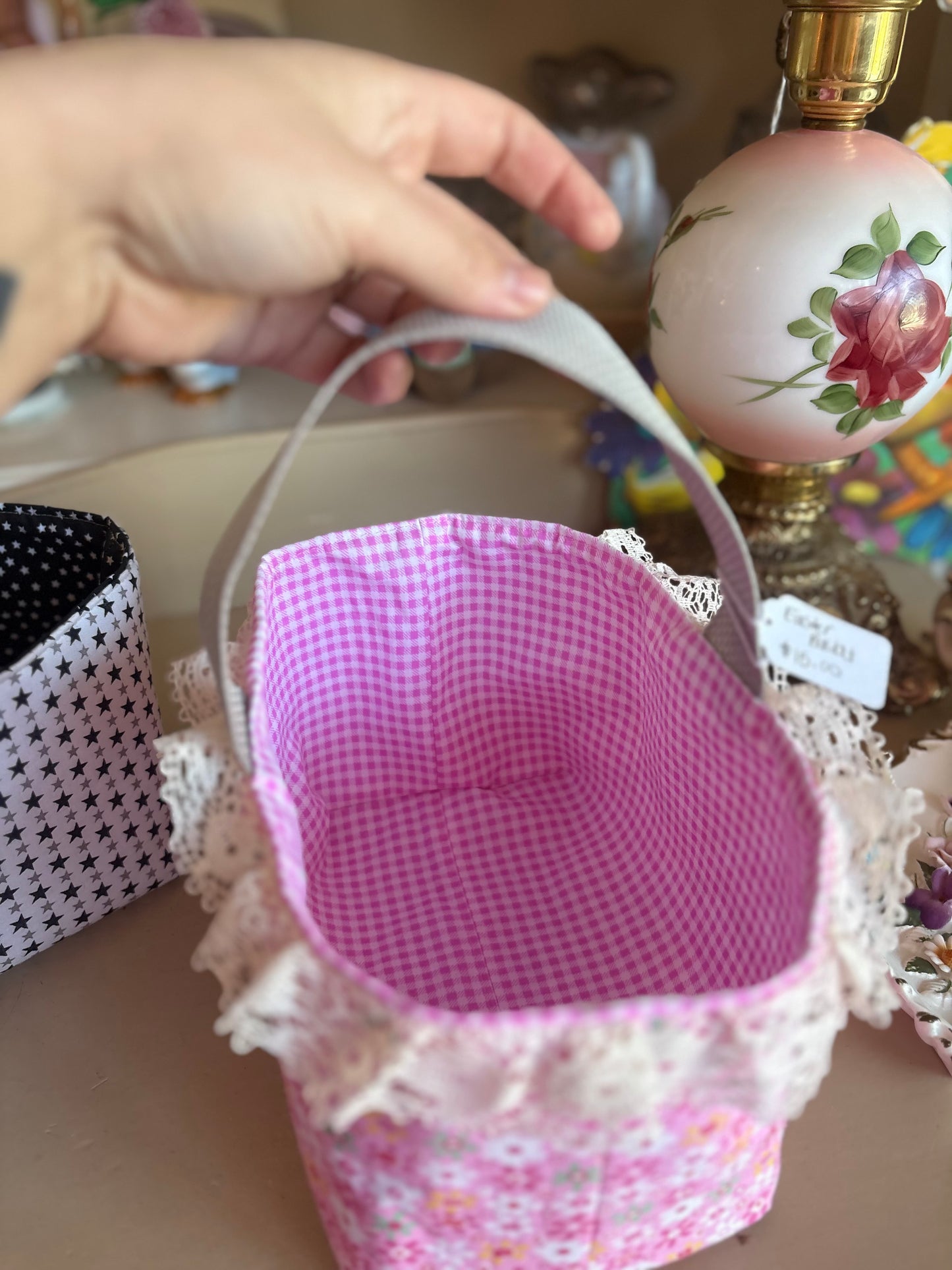 Pink Floral Easter Basket handmade By Nana