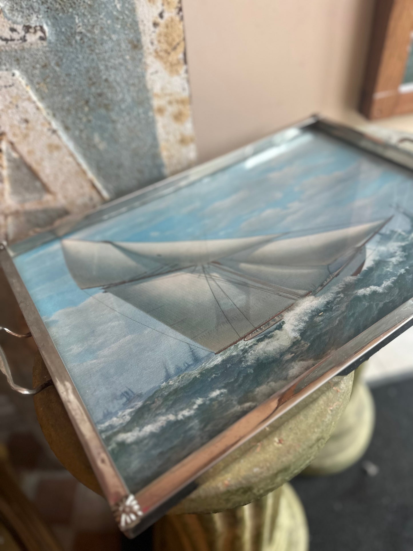 Silver Plate Ship Tray