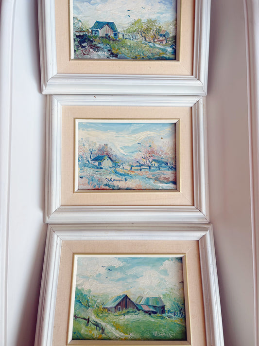 Set of framed & signed oil  paintings