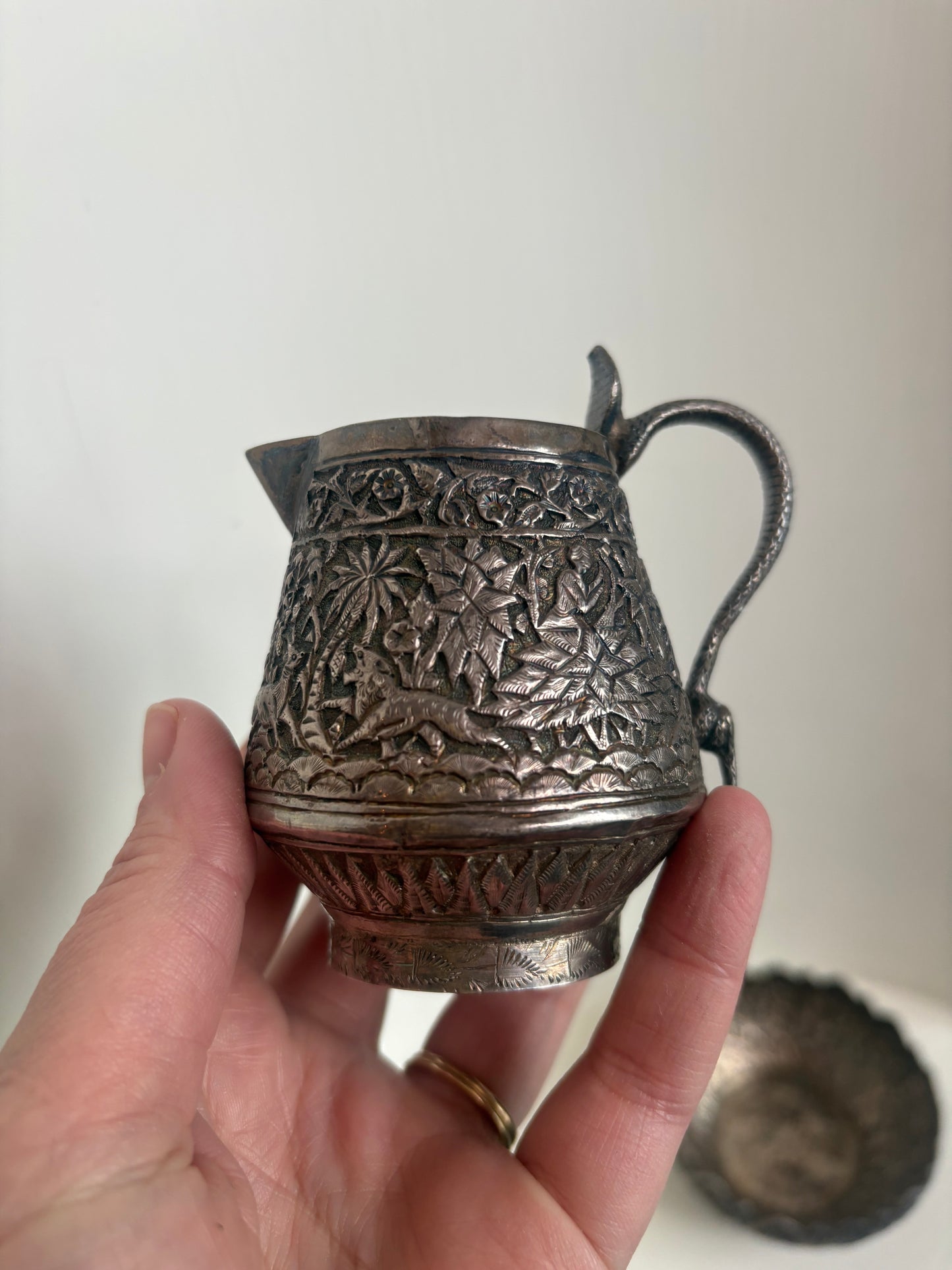 Antique Persian Silver Pitcher and bowl .925 - 19th century