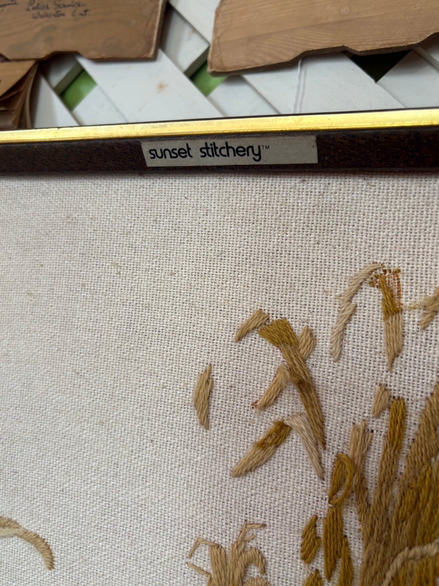 Pheasant Framed Needlework “Sunset Stitchery”