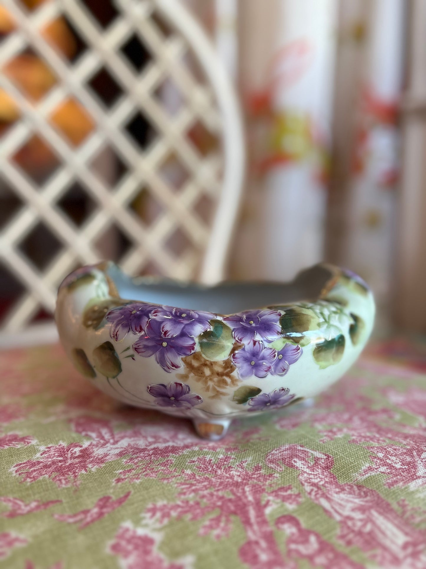 Hand Painted Purple Floral Catch All