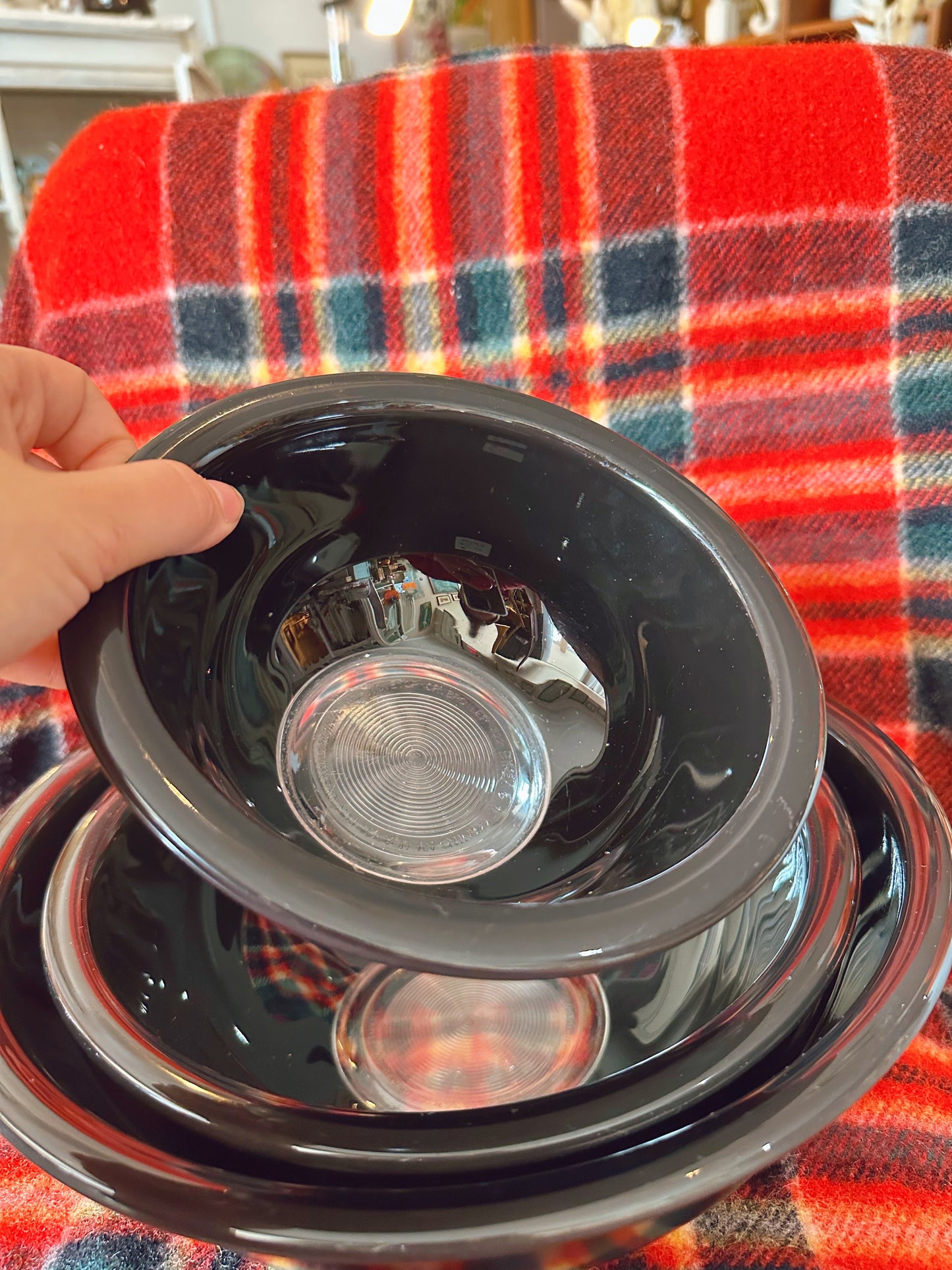 Black Pyrex mixing bowl set of 3