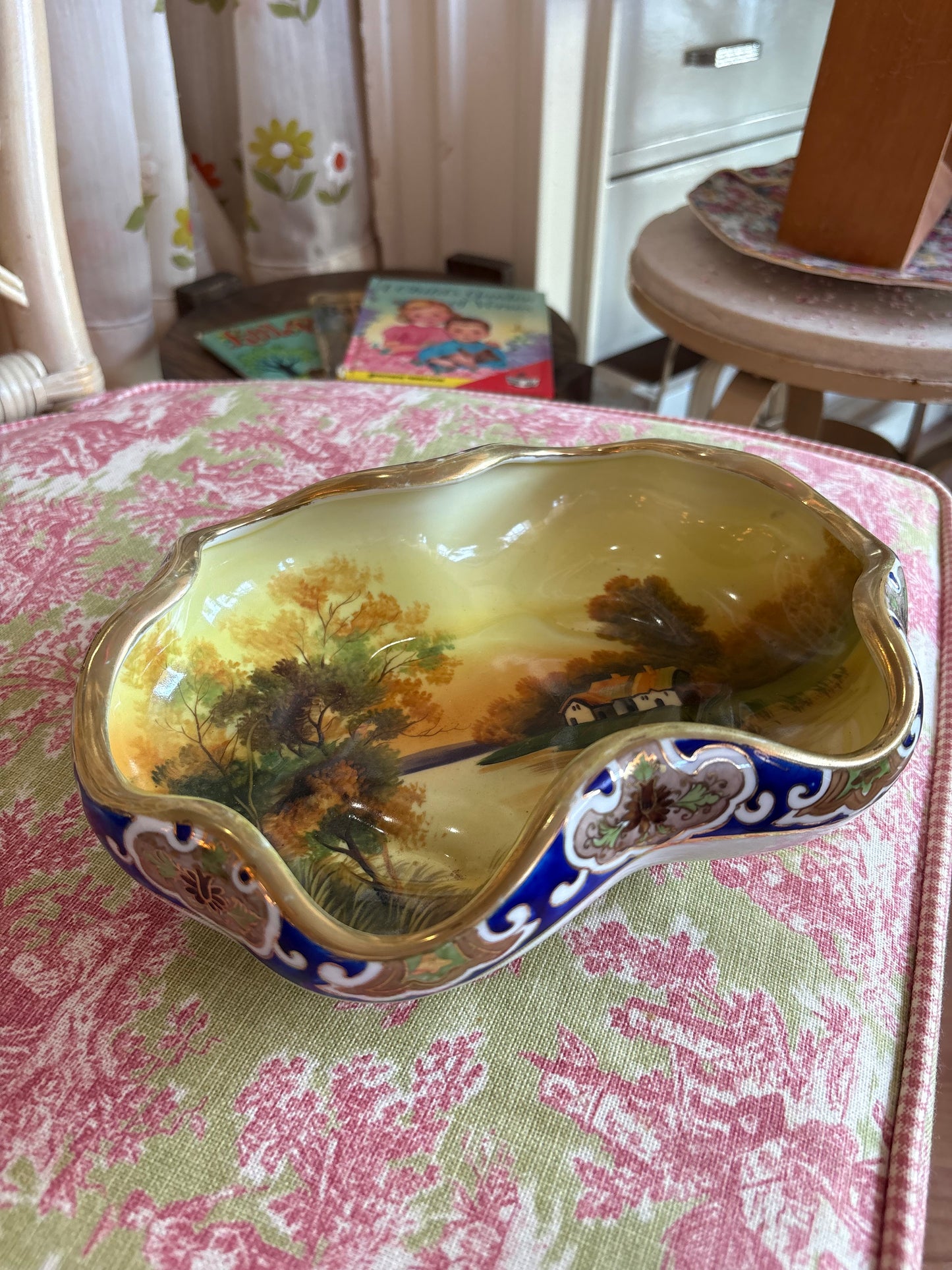 Antique Nippon Hand Painted Landscape Catch All