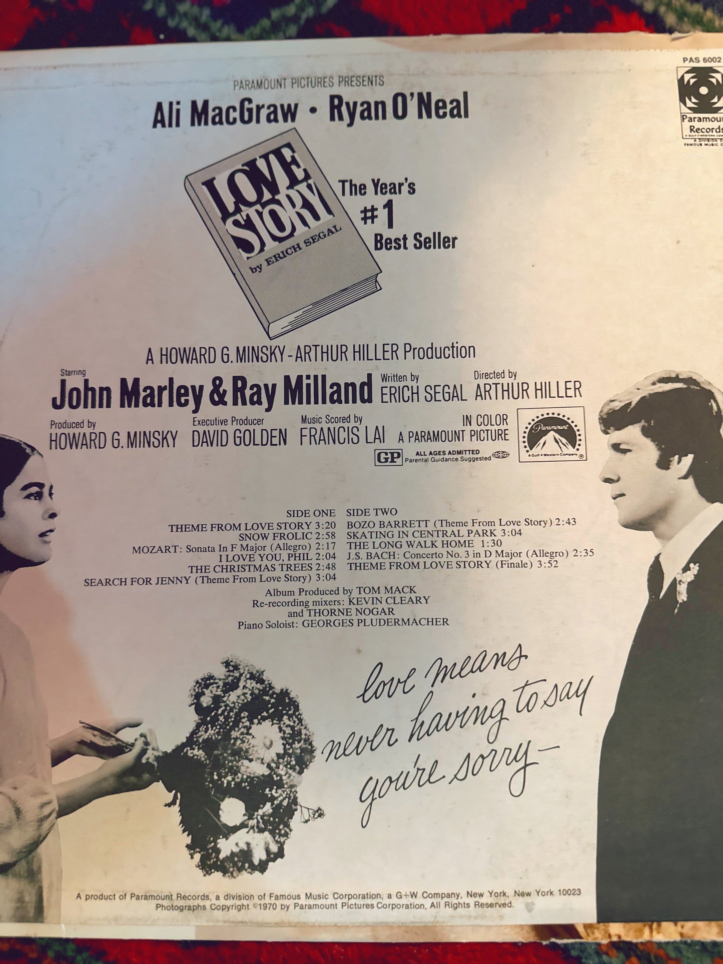 LOVE STORY Vinyl - music from the original soundtrack of the paramount picture