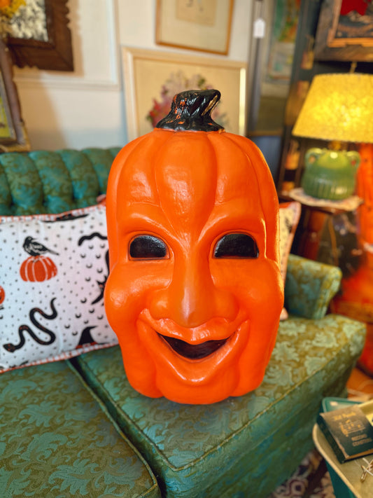 Large fun face pumpkin vintage blow mold