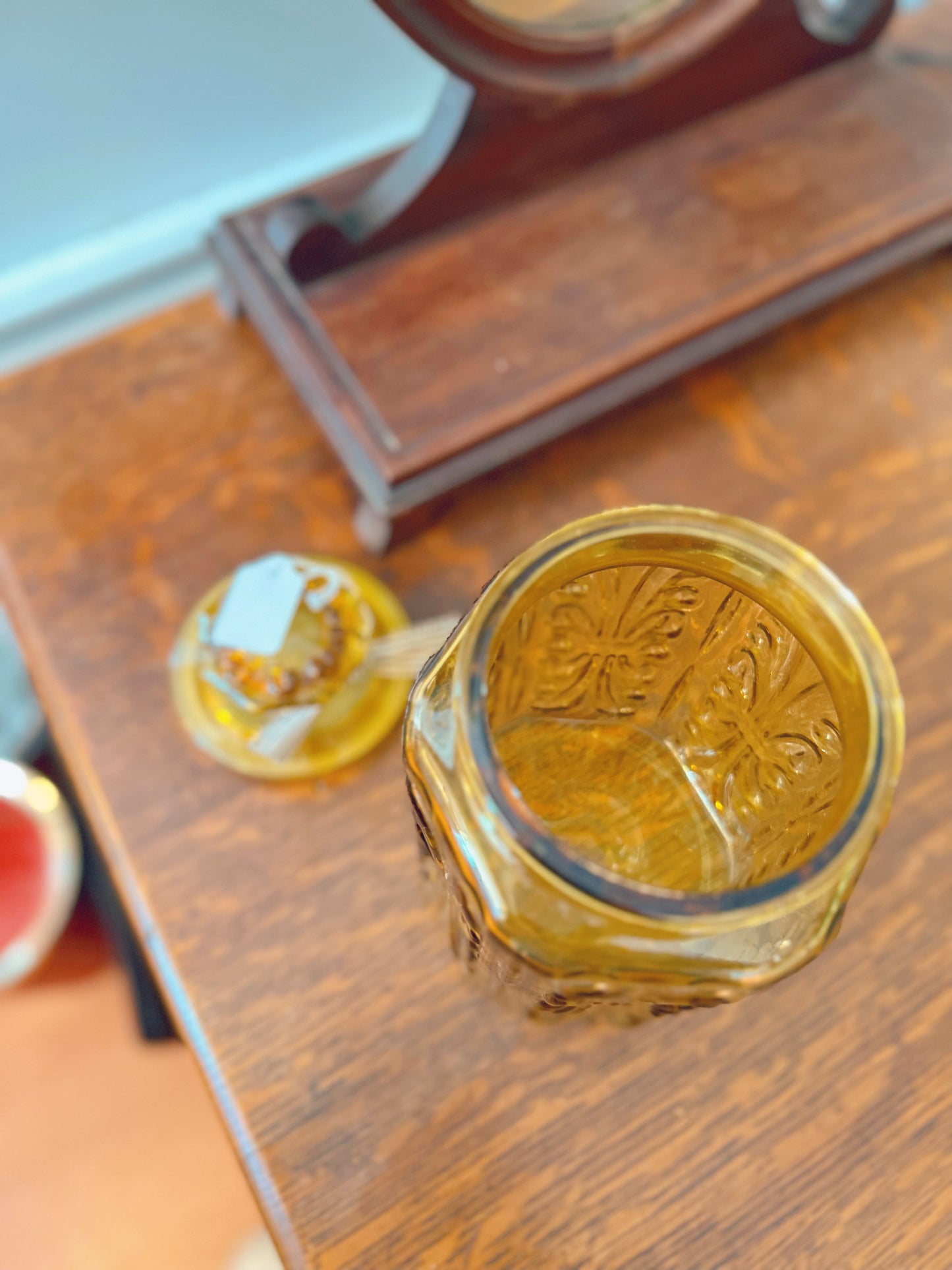 LE Smith Amber Glass jar