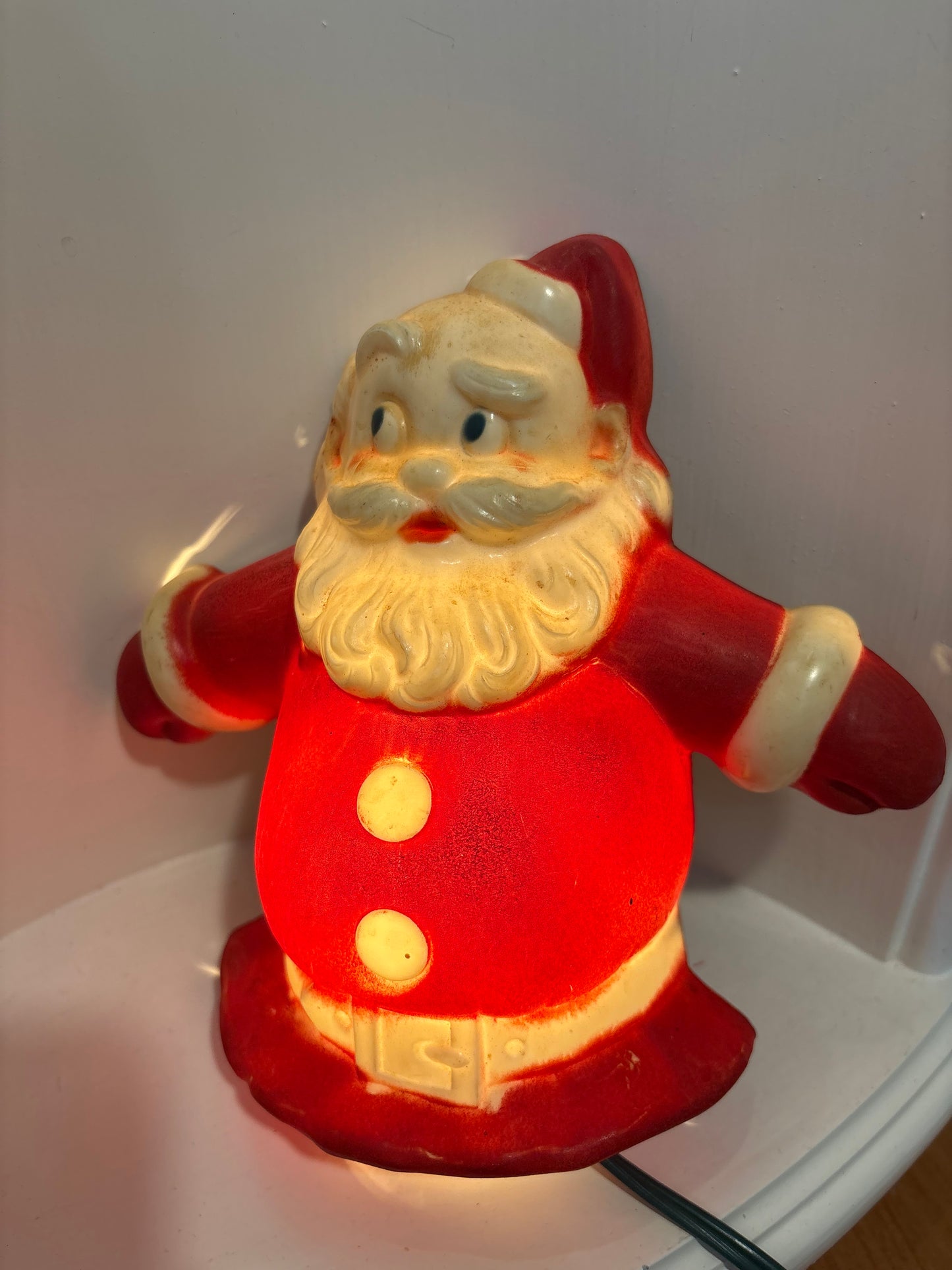 1950s Santa Glow Wall Plaque or Tree Topper