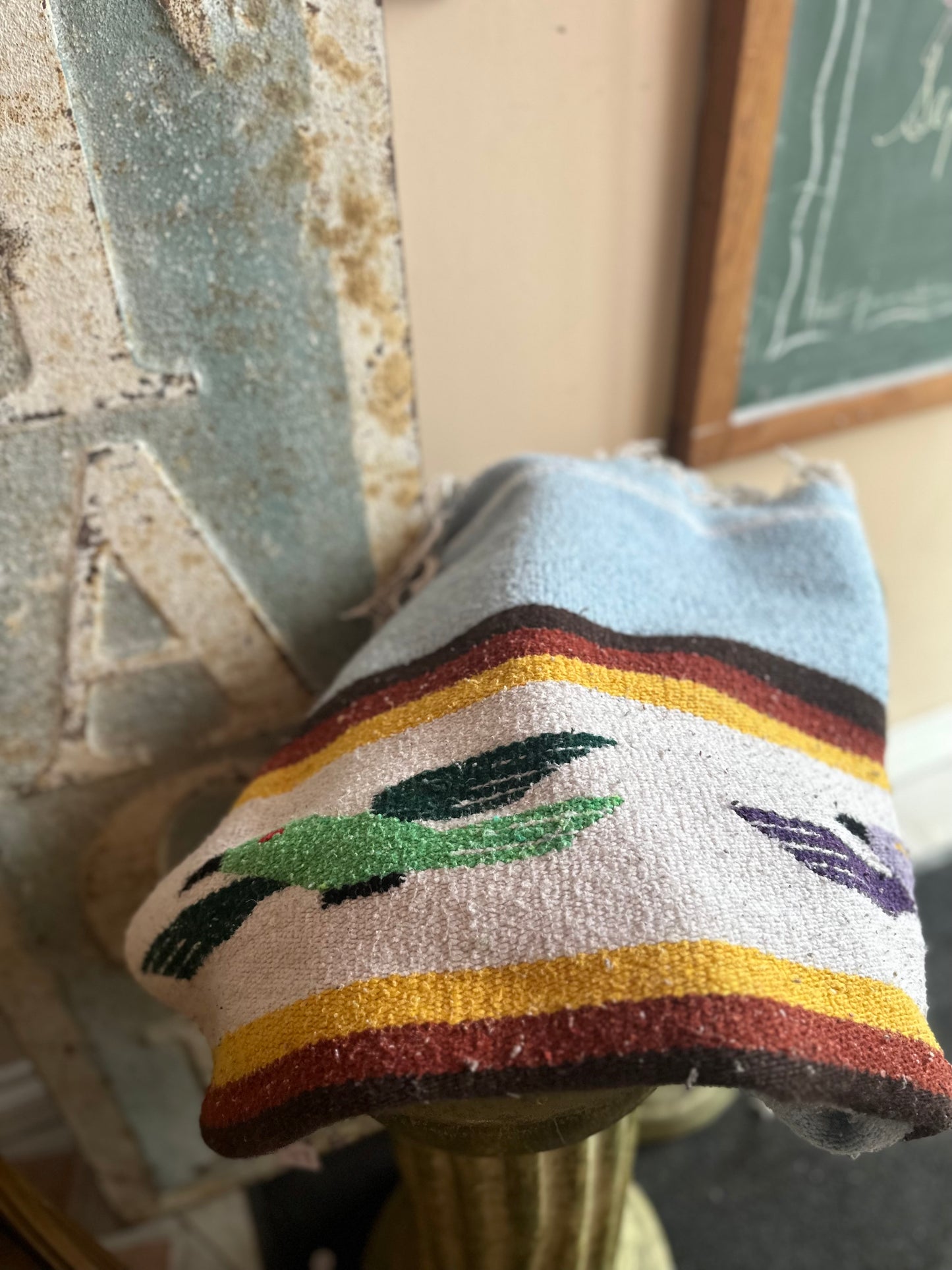 Vintage woven bird blanket