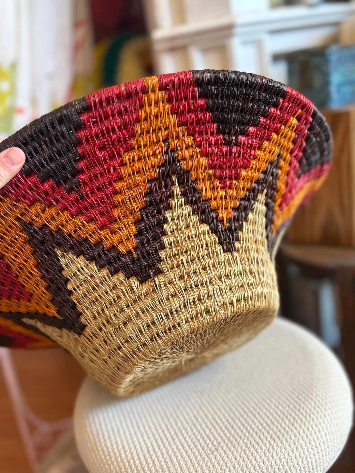 Colourful woven basket
