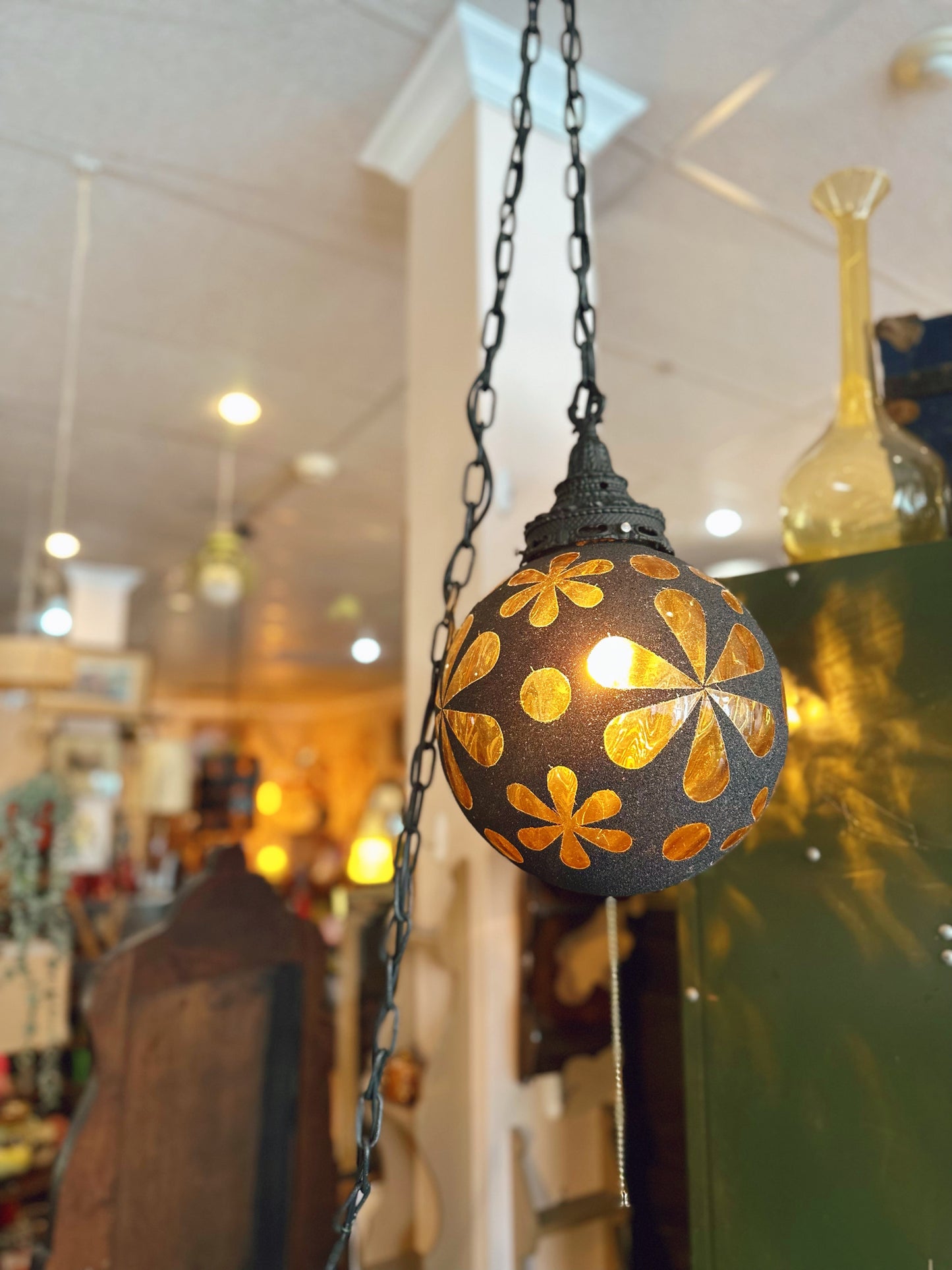 1960s Floral Pendant hanging Lamp