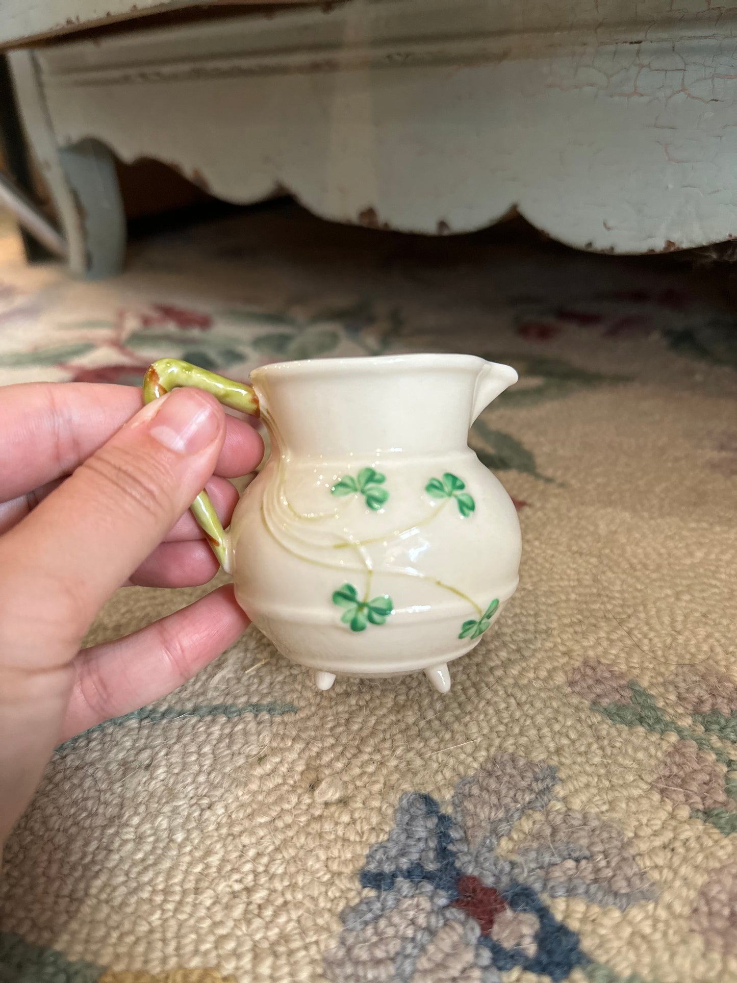 Belleek Shammrock - 3 legged Creamer & Sugar Set