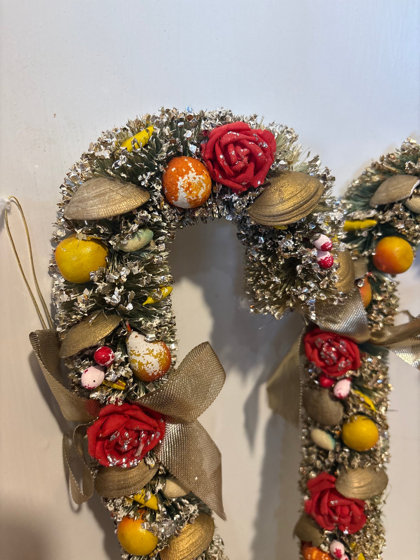 Bottle Brush Candy Canes with fruit & shells - believed to be Holt Howard