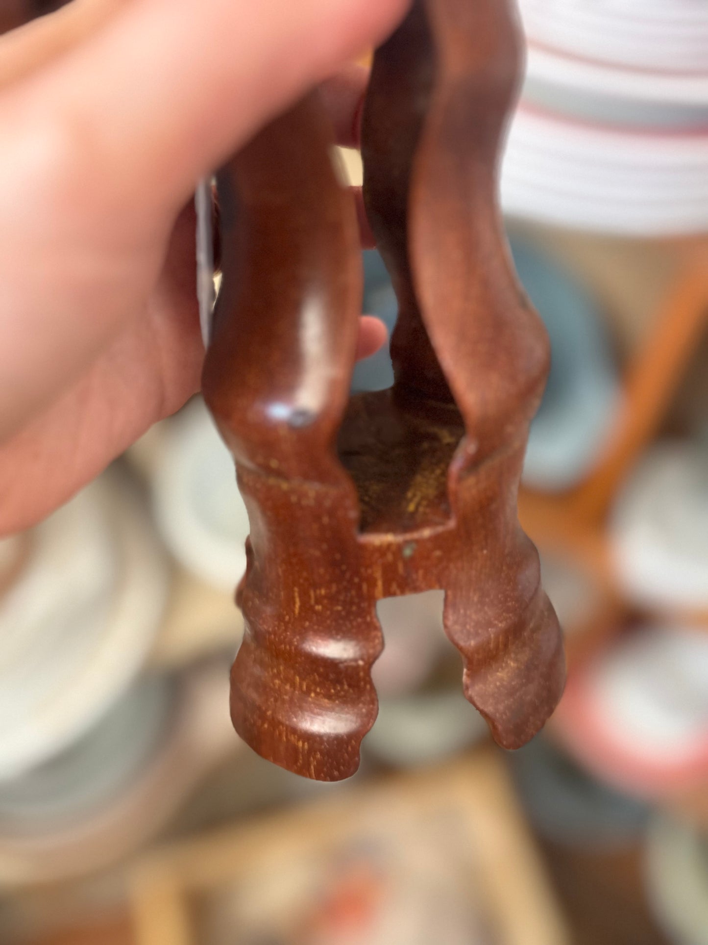 Pair of Hand carved candle holders