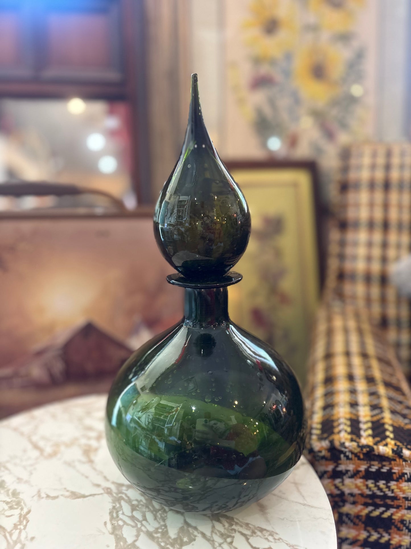 Green bottle with lid - decanter
