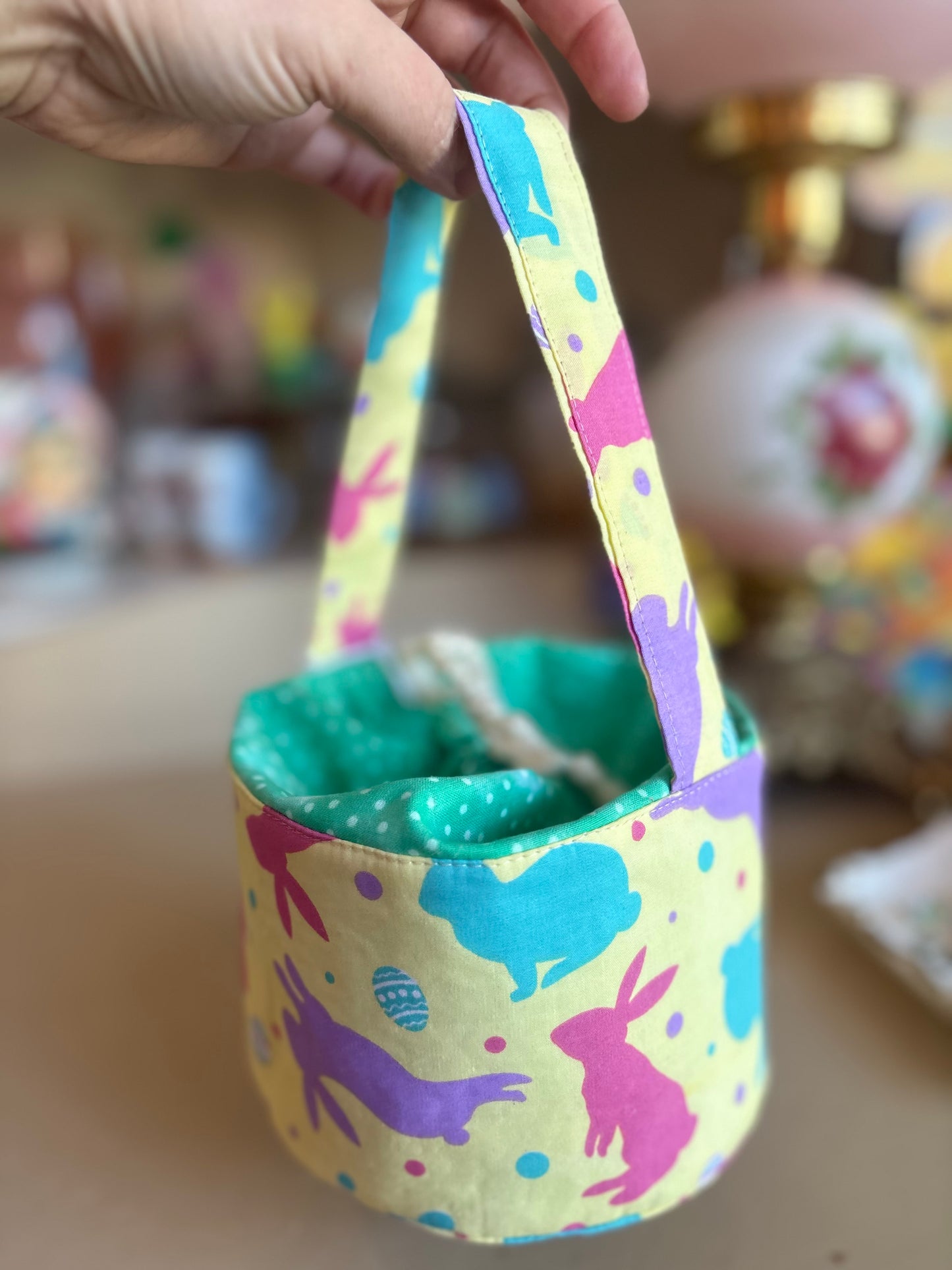 Yellow Bunny Easter Basket Handmade by Nana