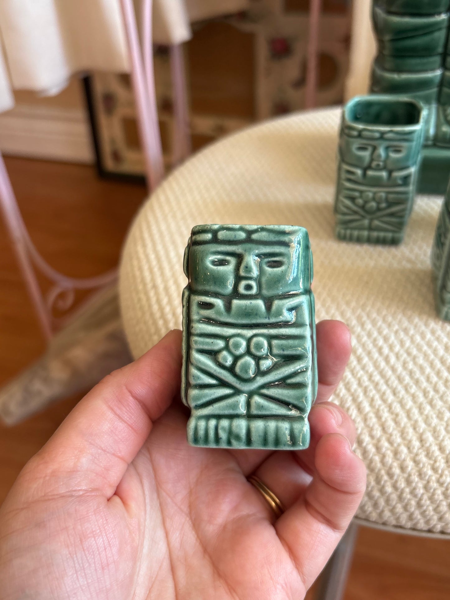 Tiki Decanter & 4 Shot Glasses