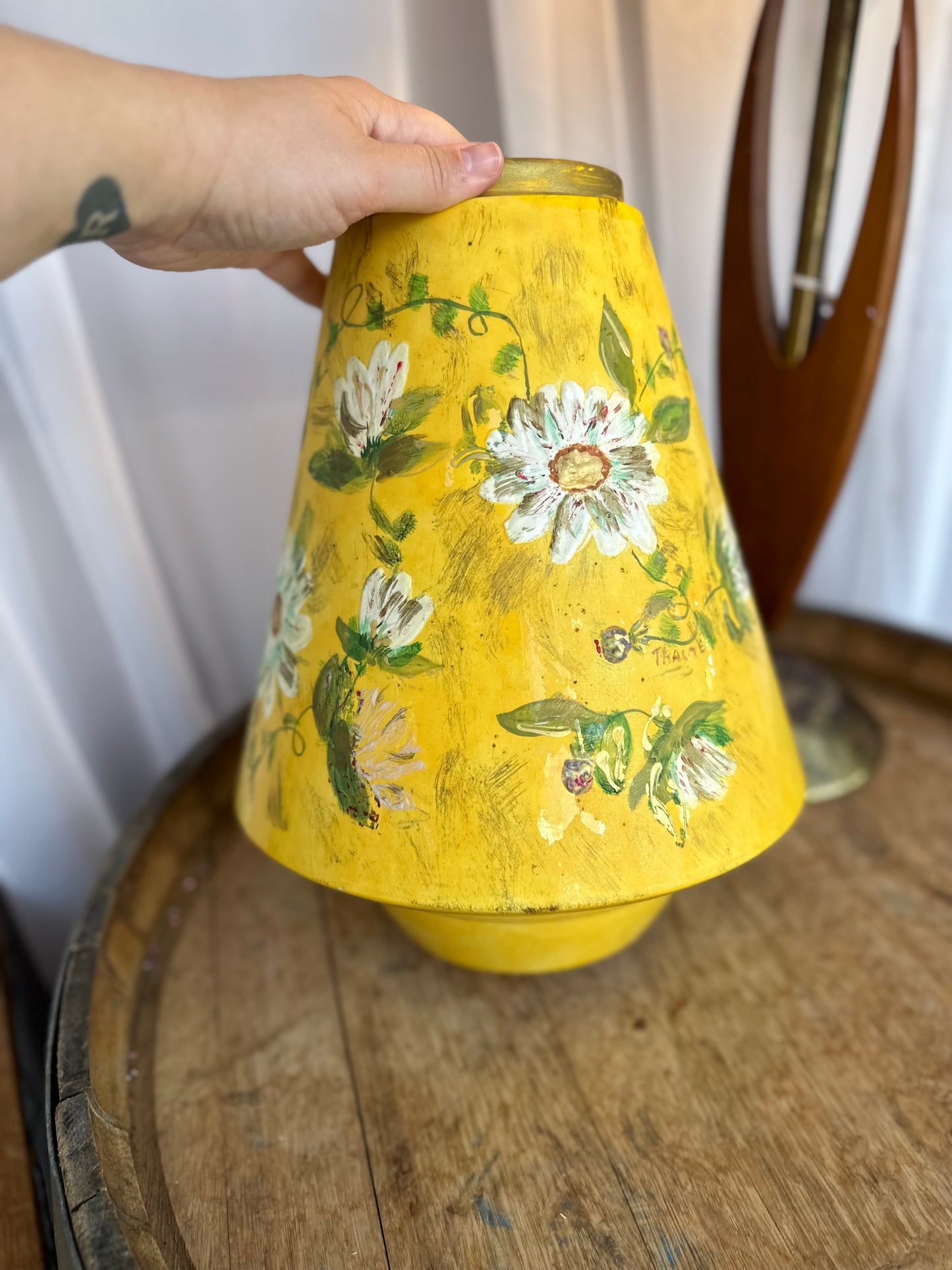 Large hand painted pottery vase