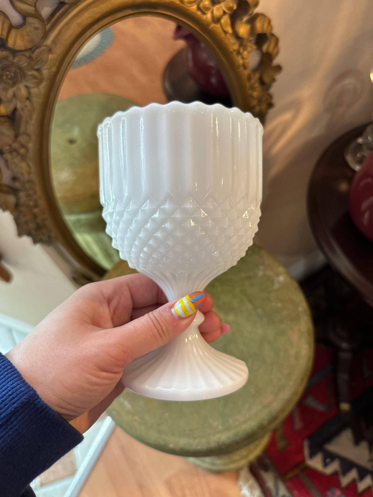 Milk Glass Pedestal Vase