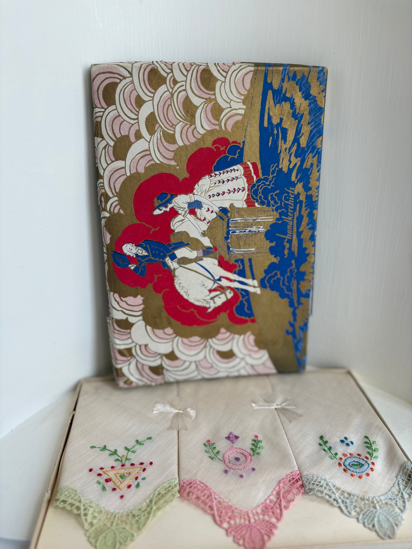 Floral handkerchief set in original box