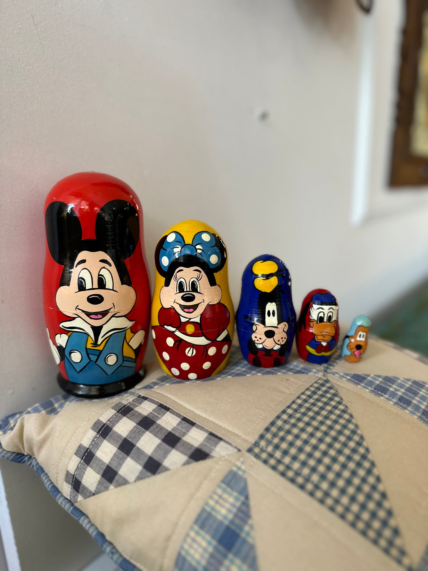 Hand painted vintage Mickey & Friends Nesting Dolls