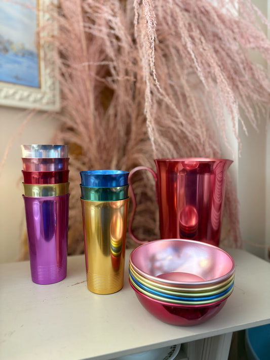 Aluminum Bascal Bowls, West Bend Cups & juice jug