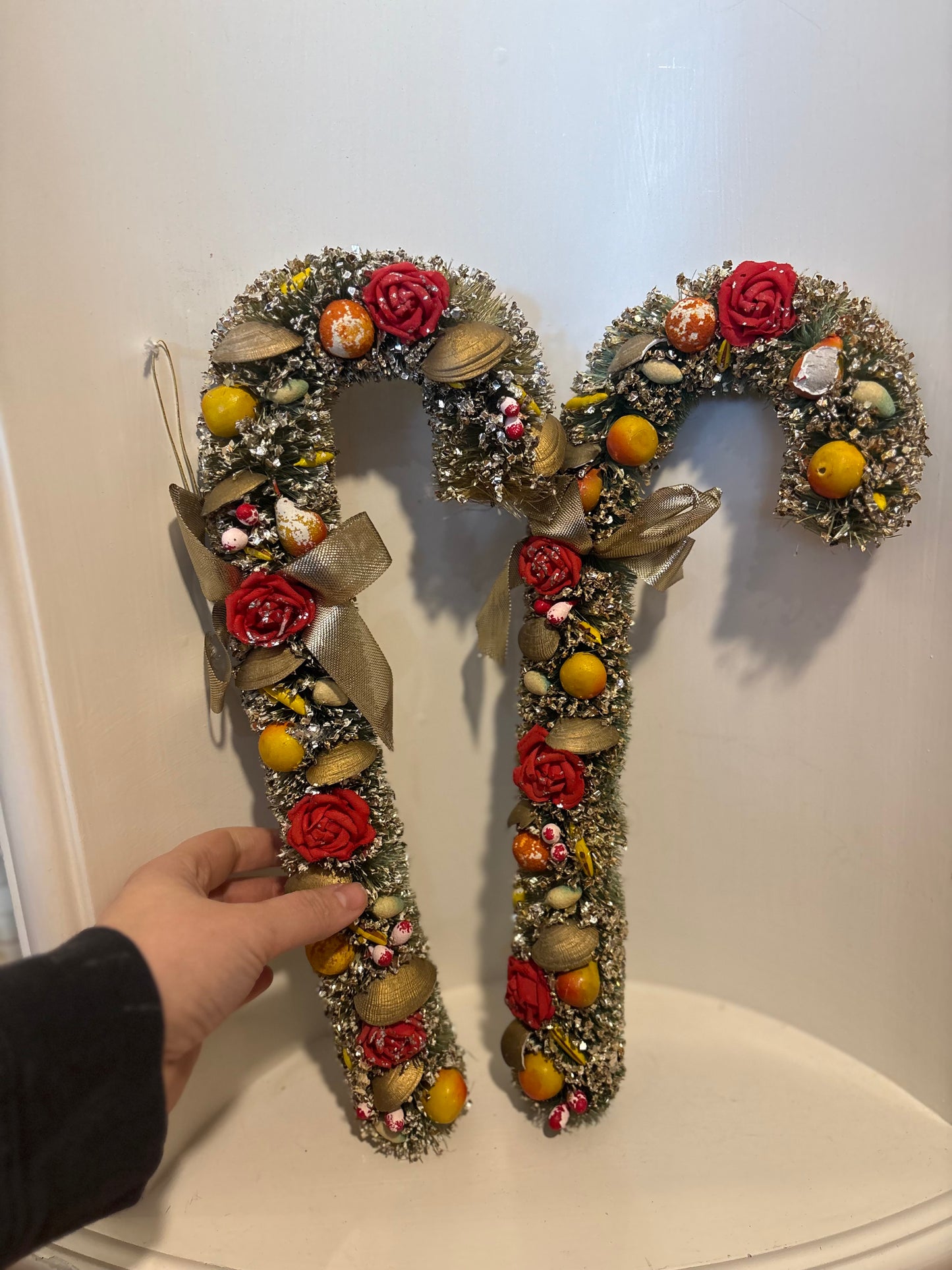 Bottle Brush Candy Canes with fruit & shells - believed to be Holt Howard
