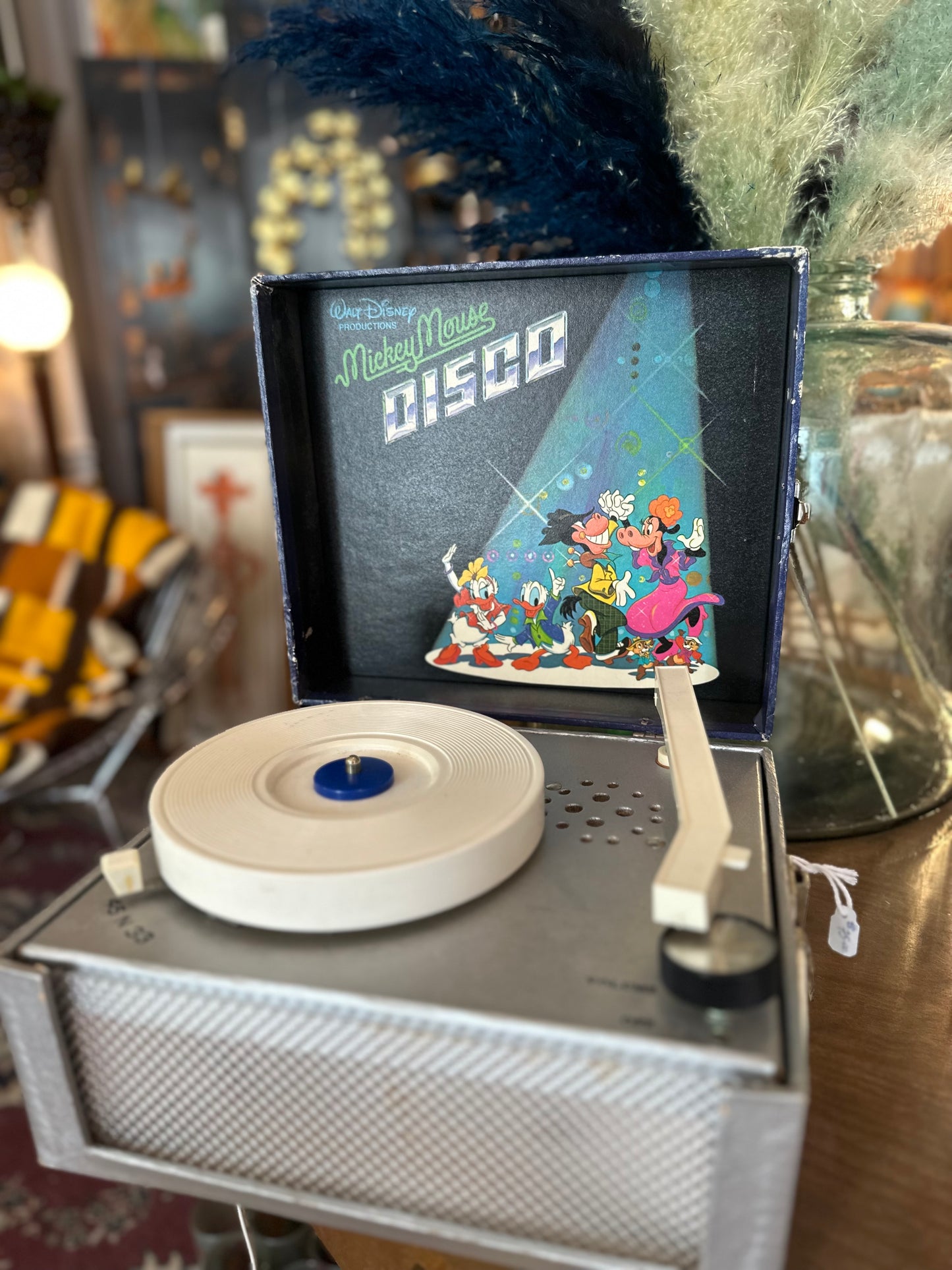 1970s Retro Portable Mickey Mouse Disco Vinyl record player - plays regular & minis