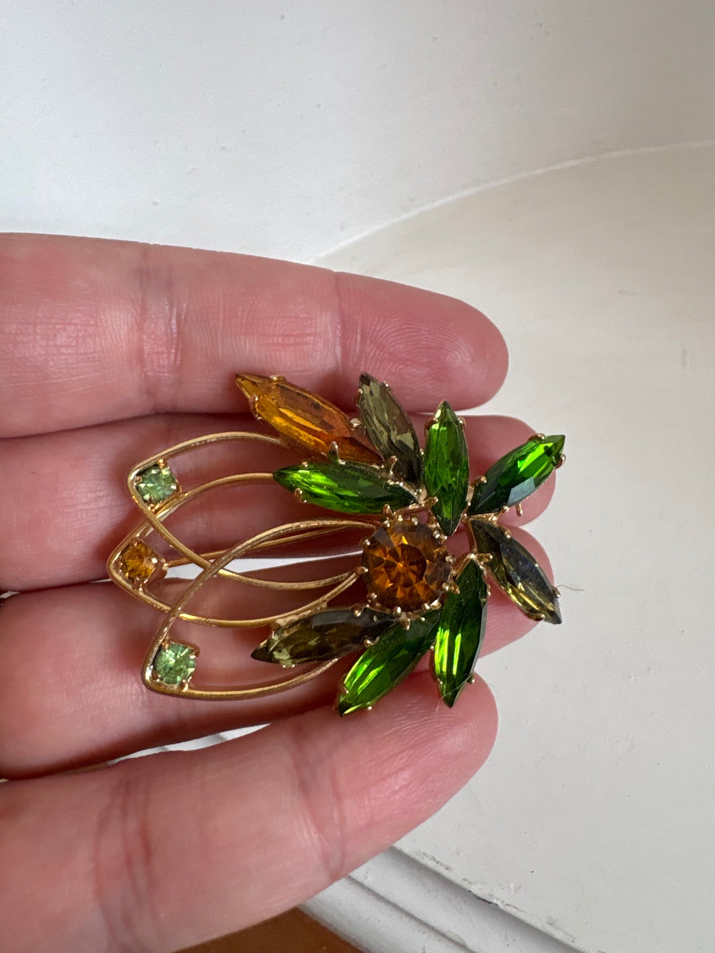 Brooch #16 - green & amber