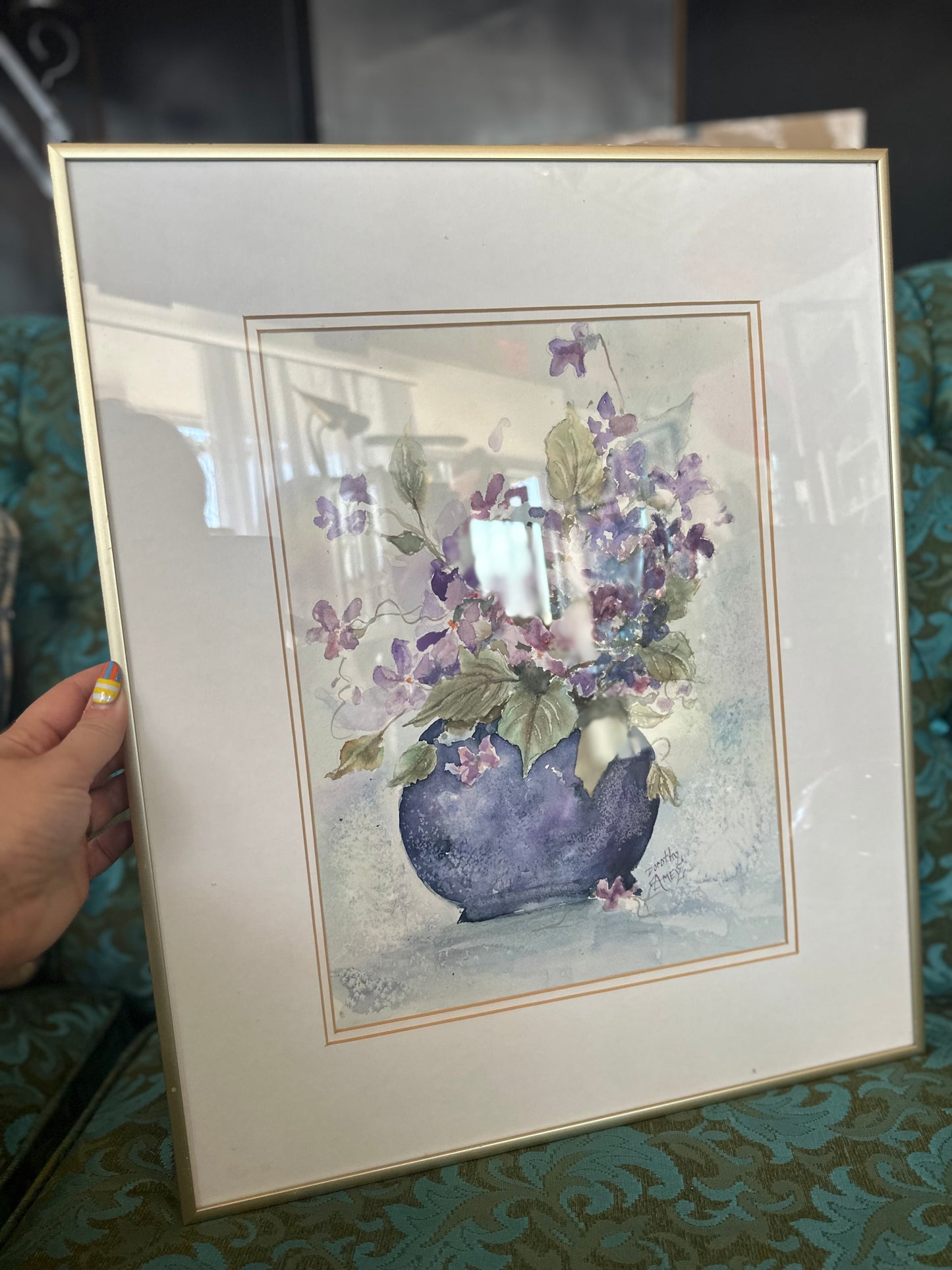 Signed & framed Dorothy Amey floral painting