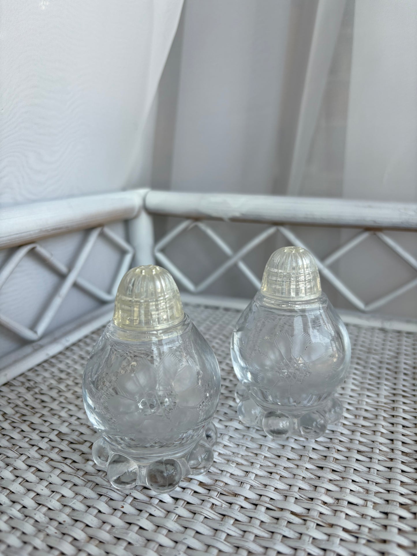 Etched Glass Salt & Pepper Shakers