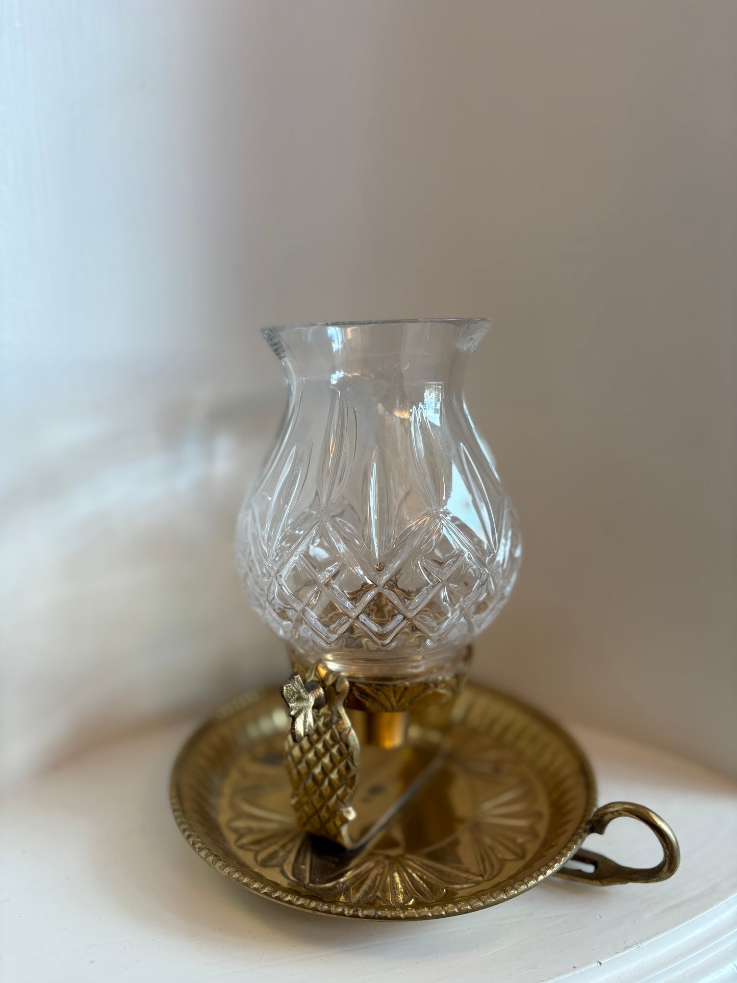 Rotating Sconce to Candlestick (Brass & Crystal)