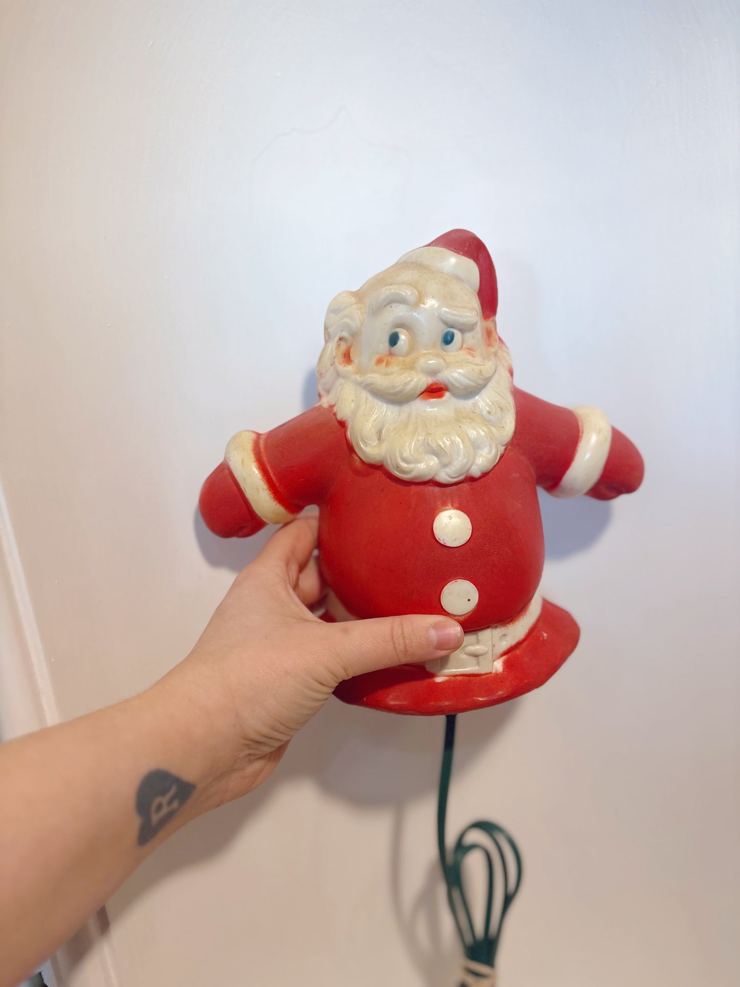 1950s Santa Glow Wall Plaque or Tree Topper