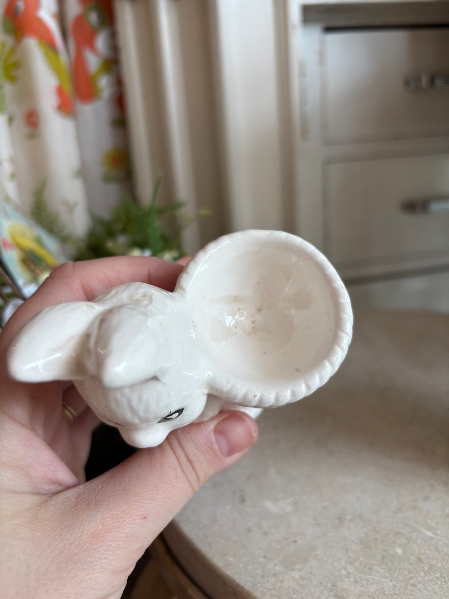 White ceramic bunny egg cup