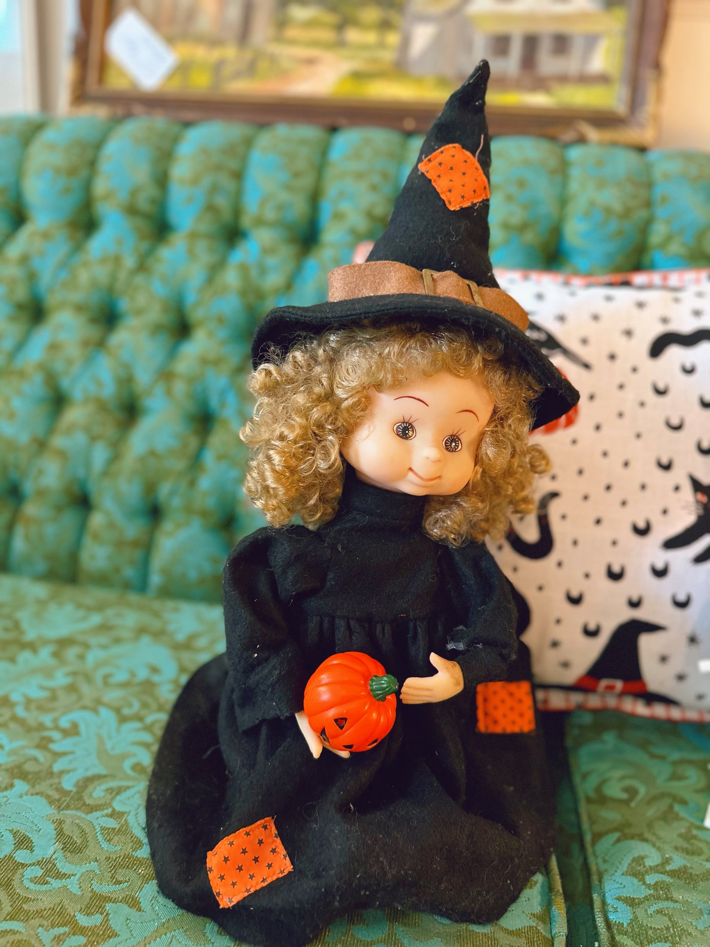 Vintage Witch Doll (moves & little pumpkin lights up)