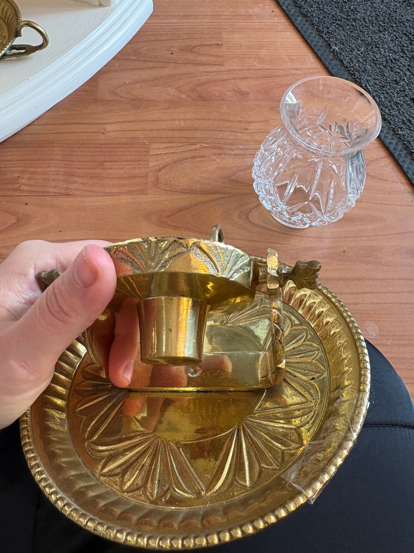 Rotating Sconce to Candlestick (Brass & Crystal)