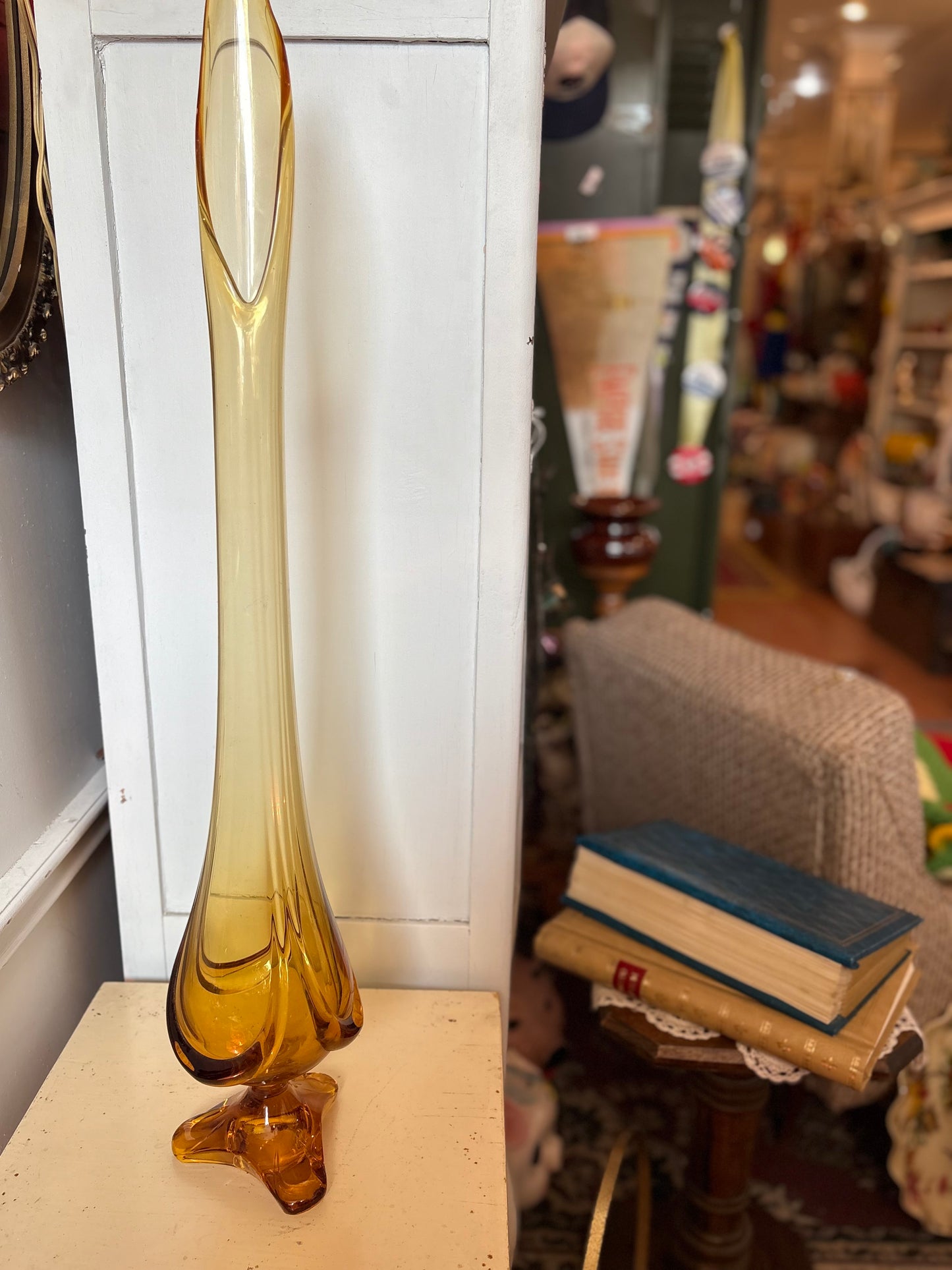 31 1/2 inch tall Amber Swing Vase