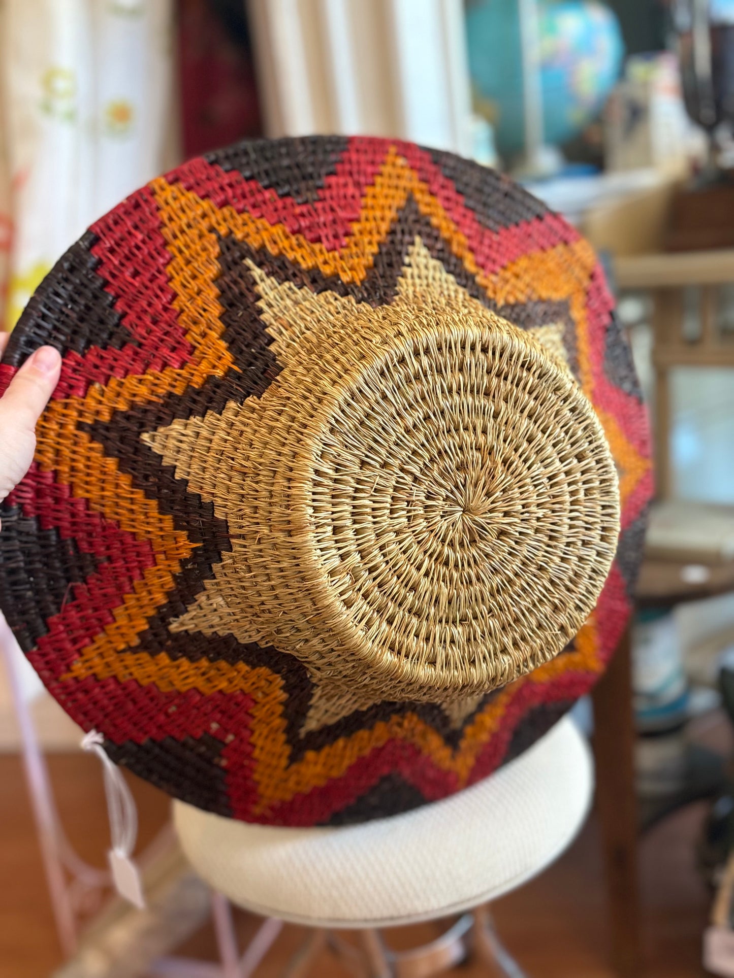 Colourful woven basket