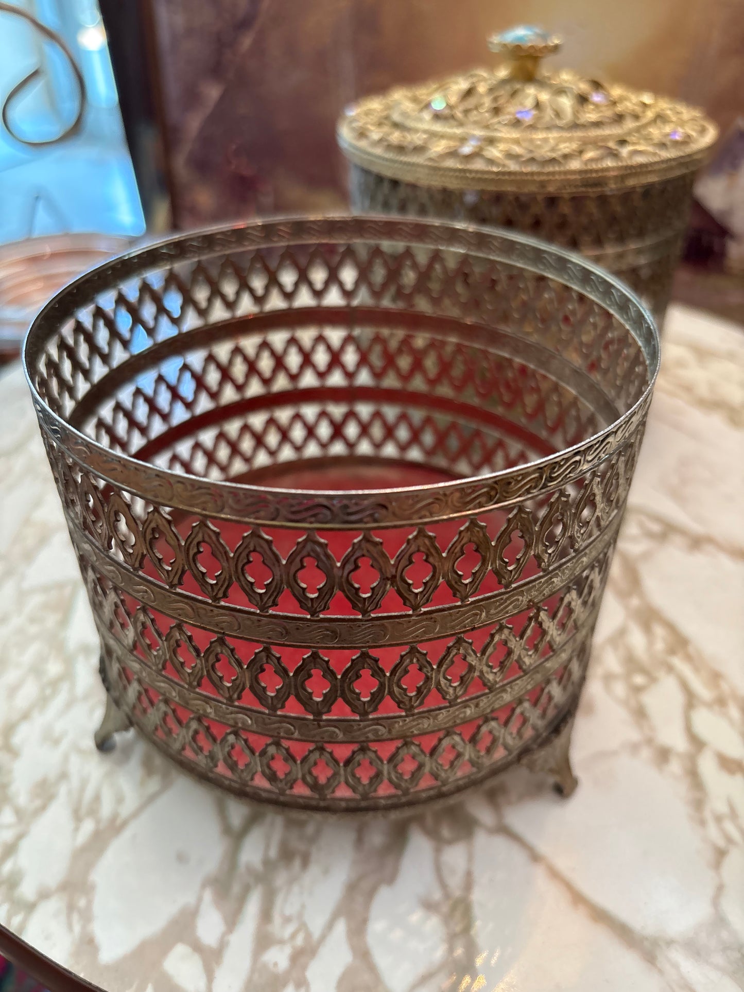 Hollywood Regency large Round trinket dish