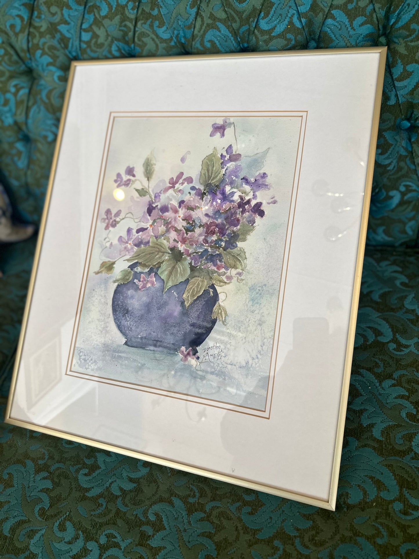 Signed & framed Dorothy Amey floral painting