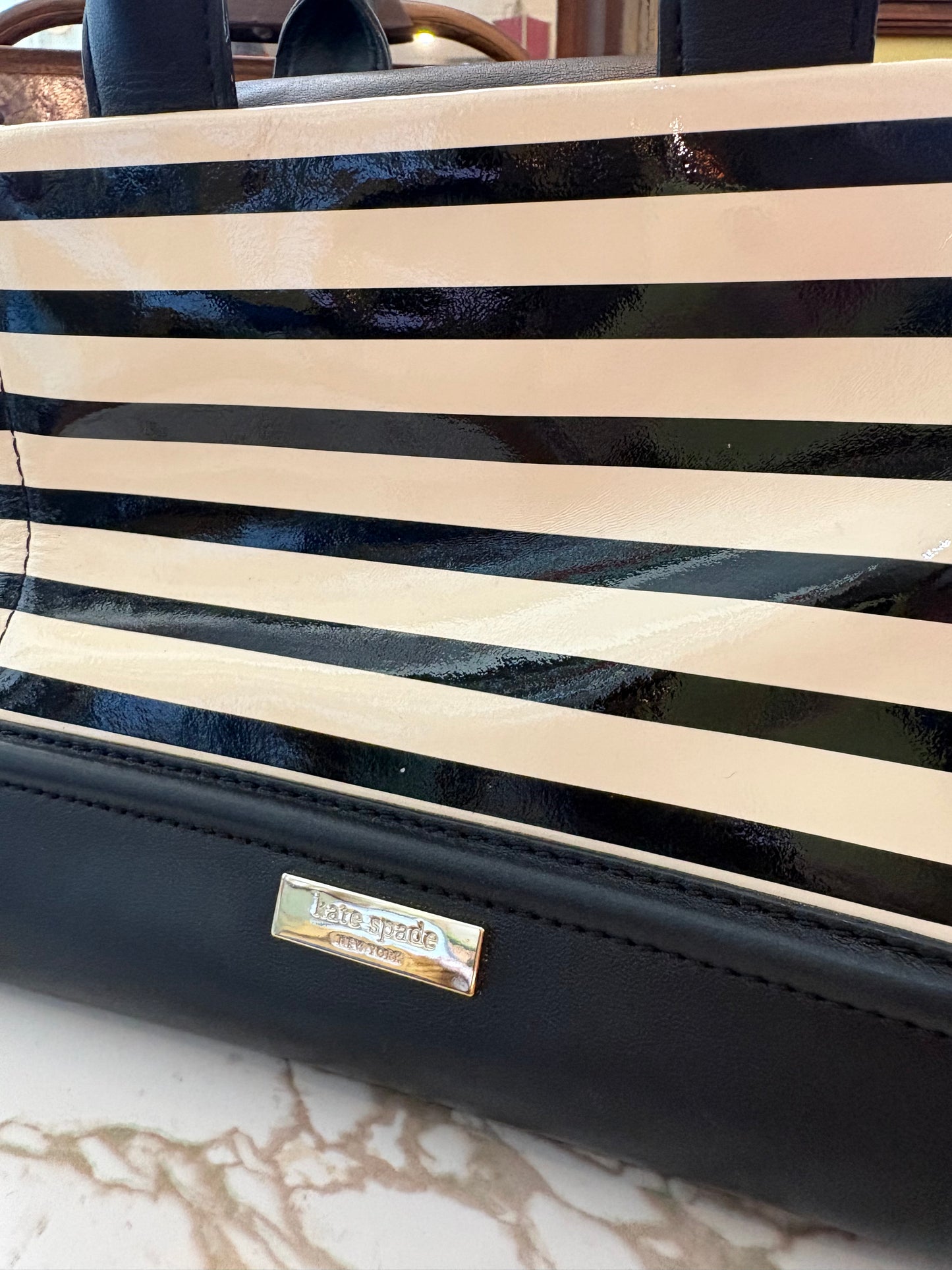 Kate Spade striped handbag with bow detail