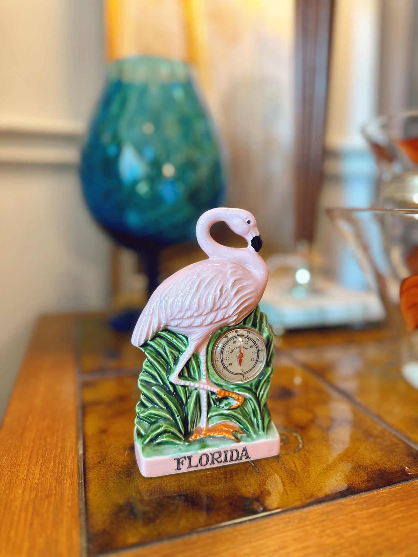 Florida Flamingo Thermometer - made in Japan