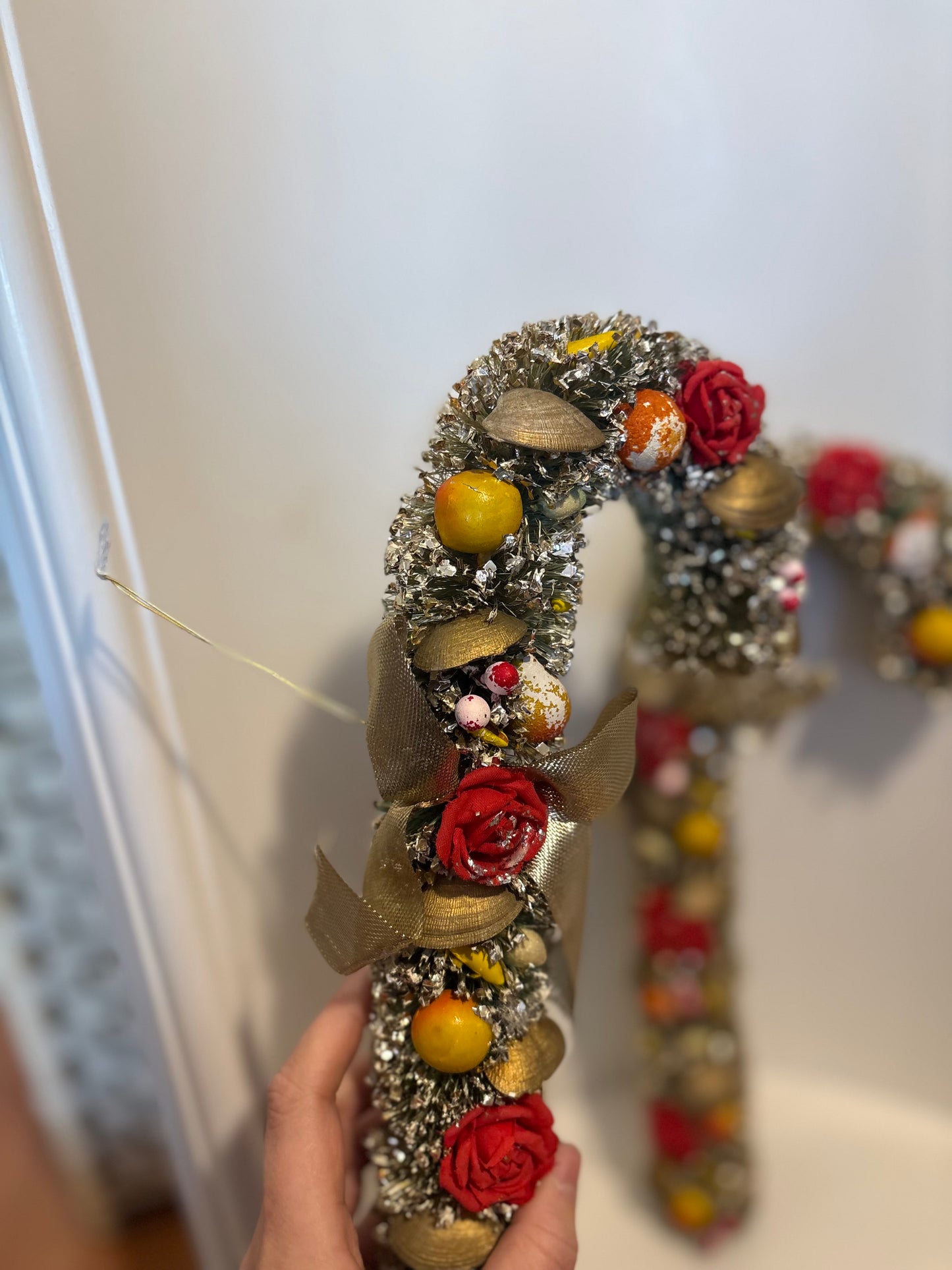 Bottle Brush Candy Canes with fruit & shells - believed to be Holt Howard