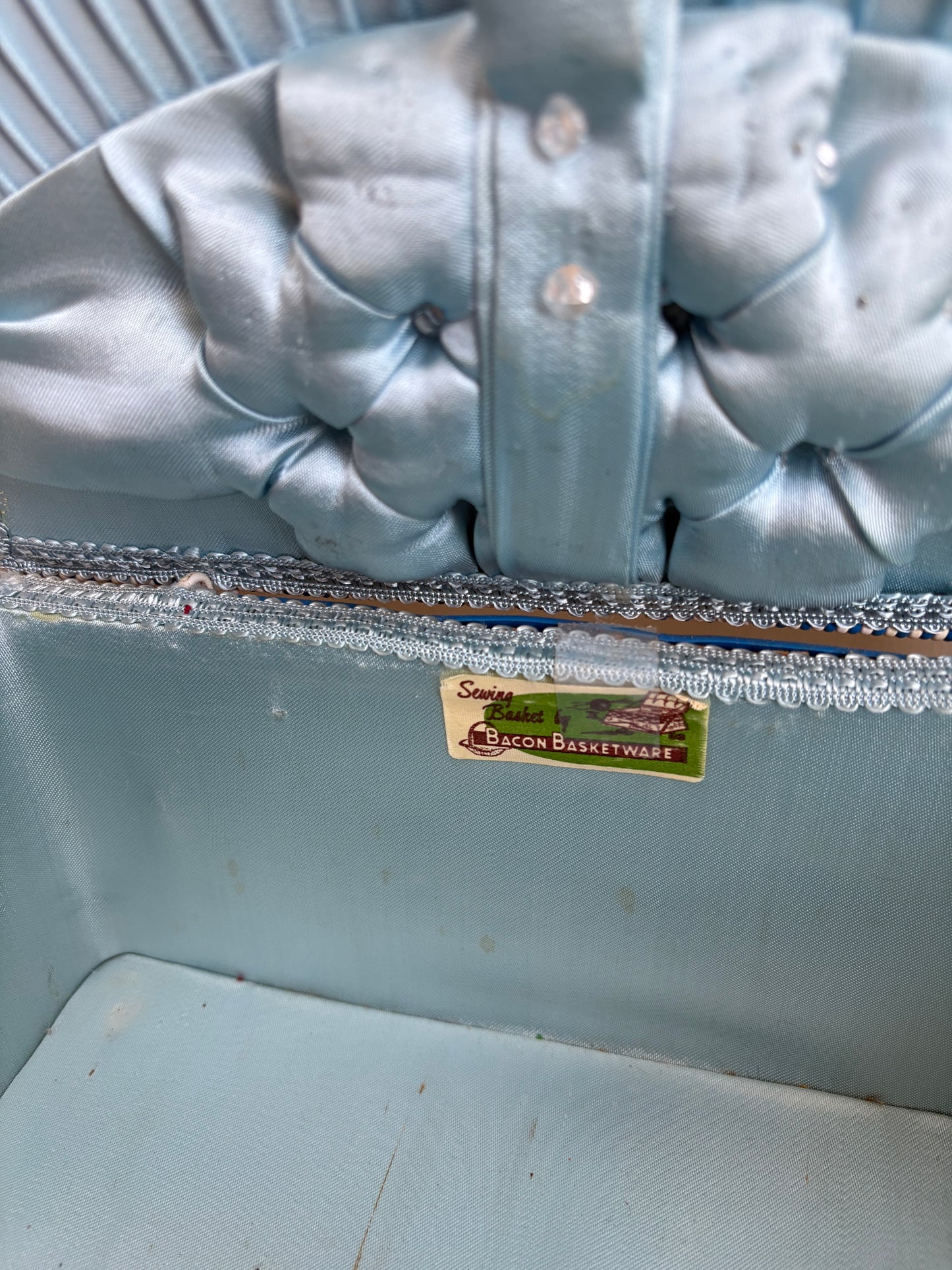 Blue and white sewing box