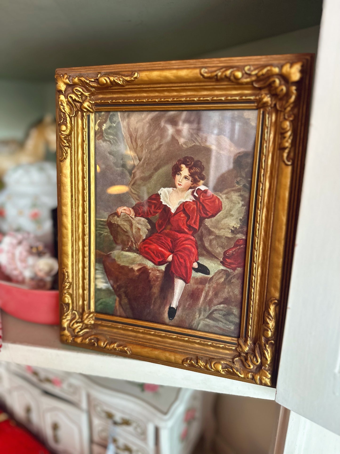 “The Red Boy/ Master Lambton” Vintage print in vintage gold frame