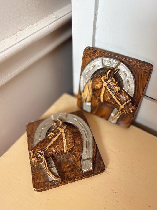 Chalkware Horse Wall Plaques - set of 2