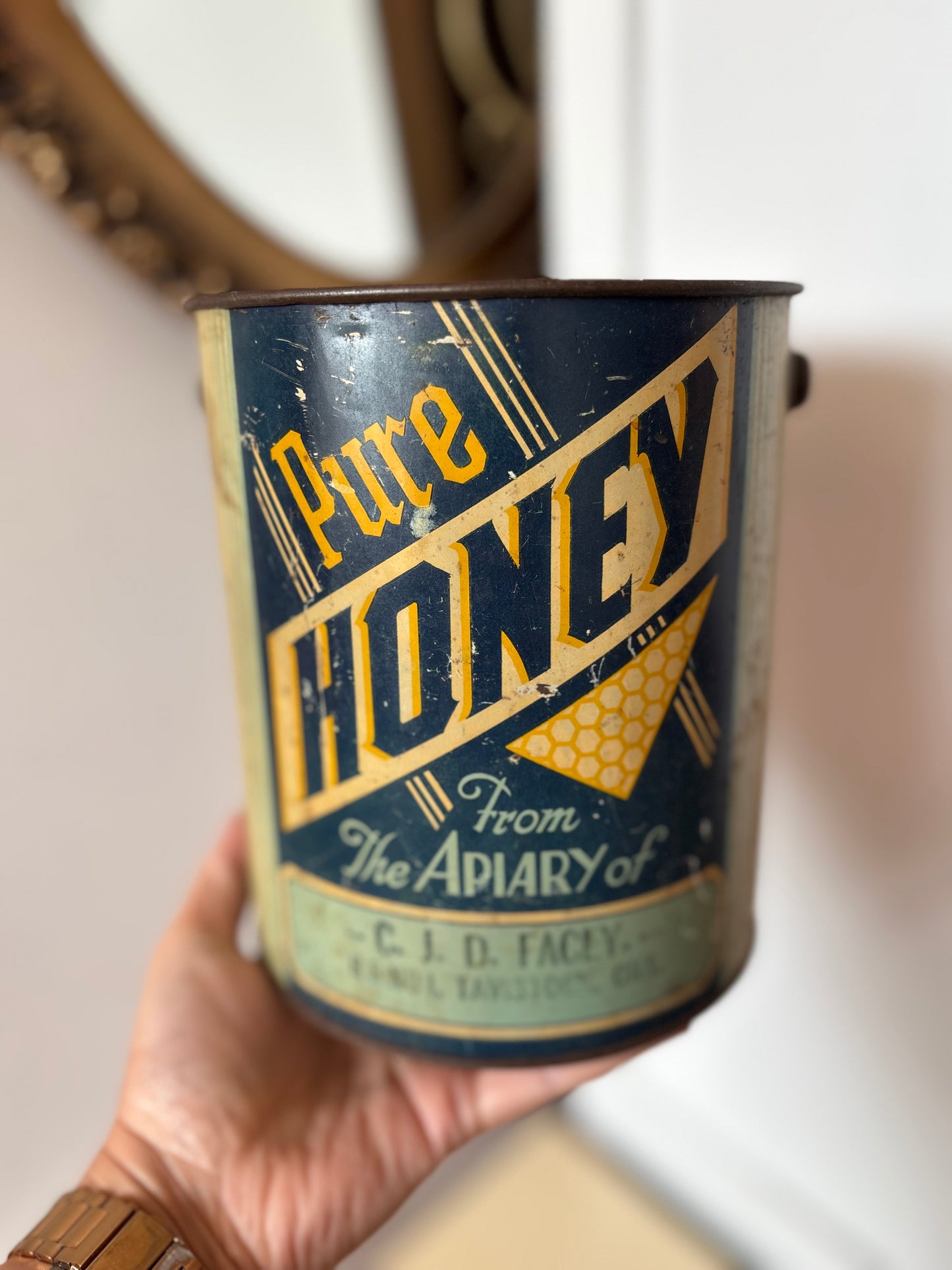 Large Pure Honey tin - 9lbs - C.J.D Facey