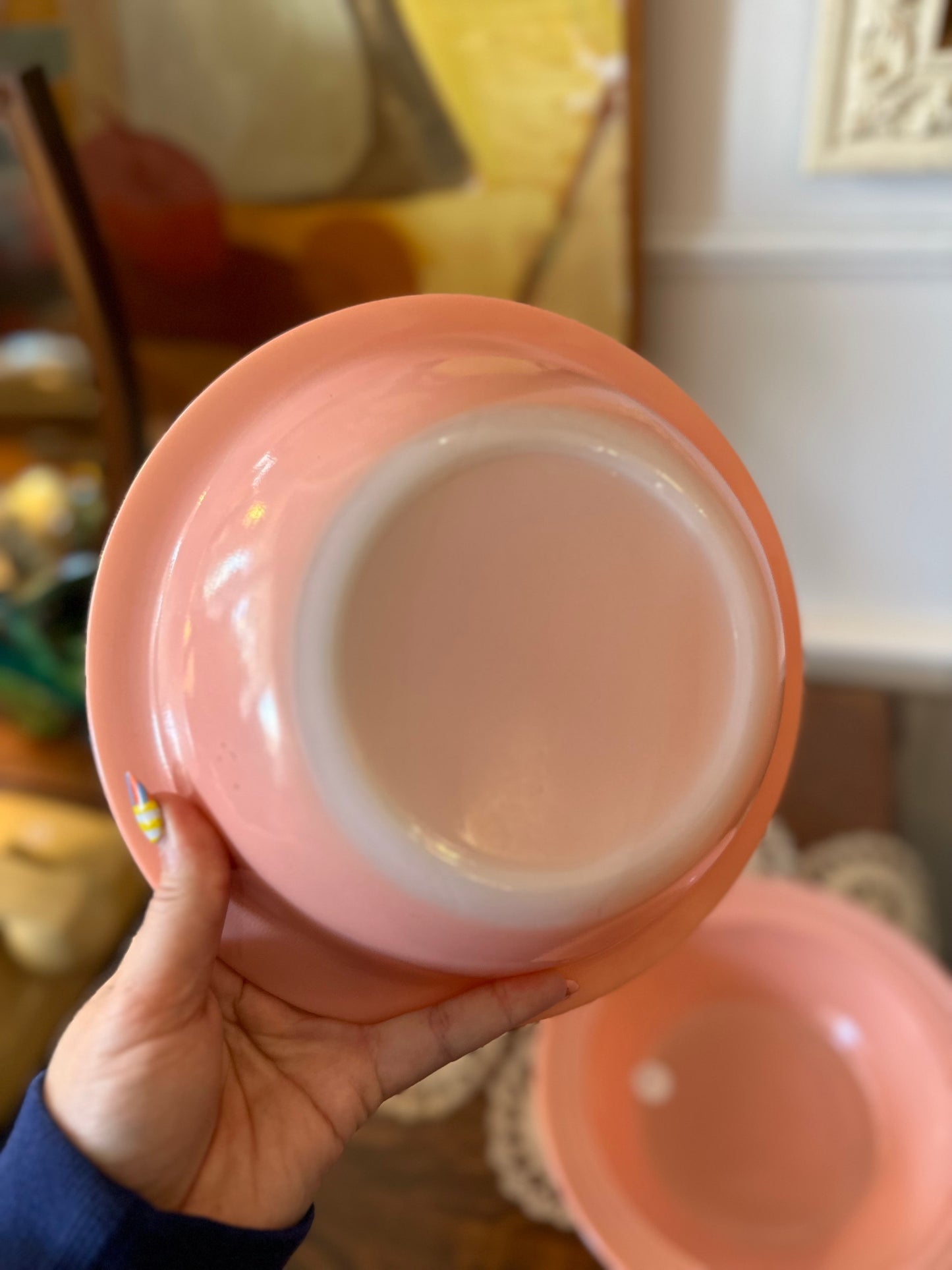 Hazel Atlas pink/ salmon coloured bowls